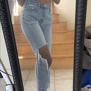 distressed mom jeans